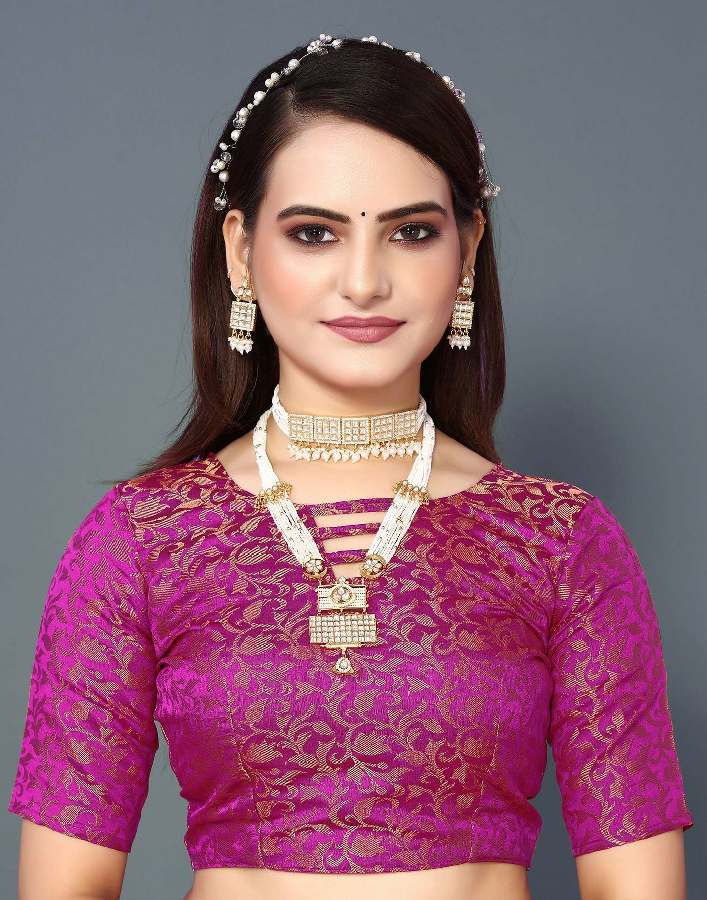Sky Royale Silk Saree with Rani Pink Heritage Zari Border