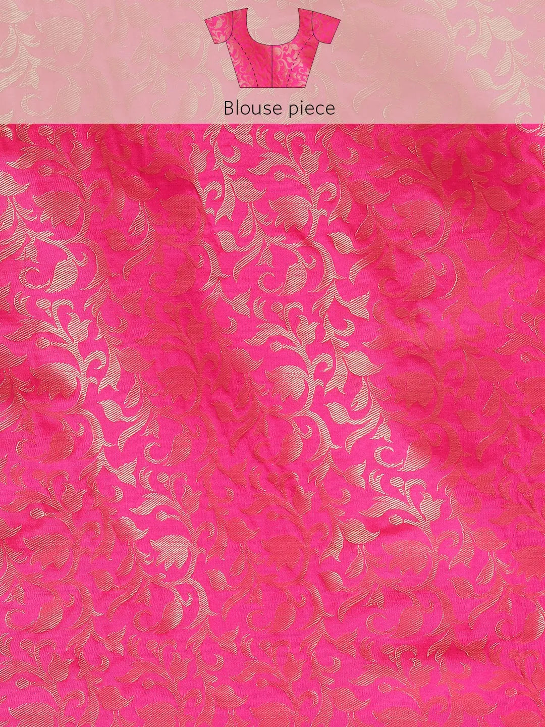 Golden Yellow Banarasi Silk Saree with Rani Pink Leaf Woven Border & Rich Zari Pallu