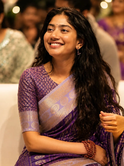 Royal Wine Purple Paithani Silk Saree with Peacock Motifs & Silver Zari Border