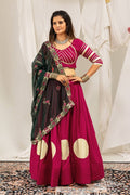Magenta & Dark Green Rayon Lehenga Choli with Heavy Embroidered Dupatta