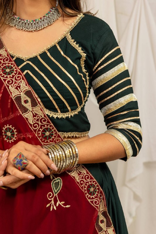 Dark Green Rayon Lehenga Choli with Heavy Embroidered Dupatta