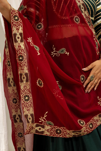 Dark Green Rayon Lehenga Choli with Heavy Embroidered Dupatta