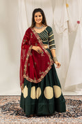 Dark Green Rayon Lehenga Choli with Heavy Embroidered Dupatta
