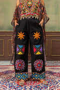 Rang Kaftan Black Embroidered Kaftan with Embroidered Mirror Work Jeans Set