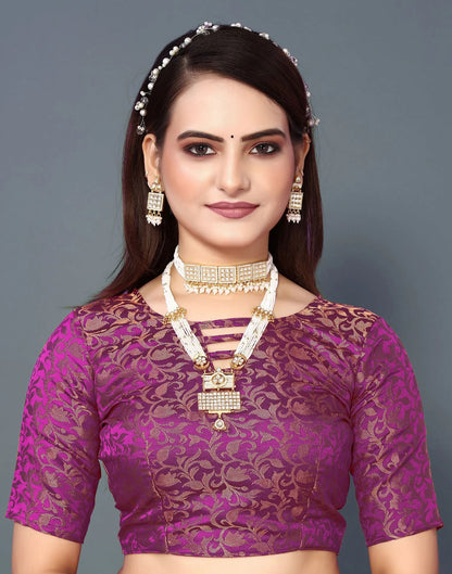 Royal Sunbeam Silk Saree with Rani Pink Heritage Zari Border