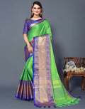 Emerald Royale Silk Saree with Royal Blue Heritage Zari Border