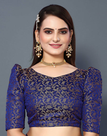 Emerald Royale Silk Saree with Royal Blue Heritage Zari Border