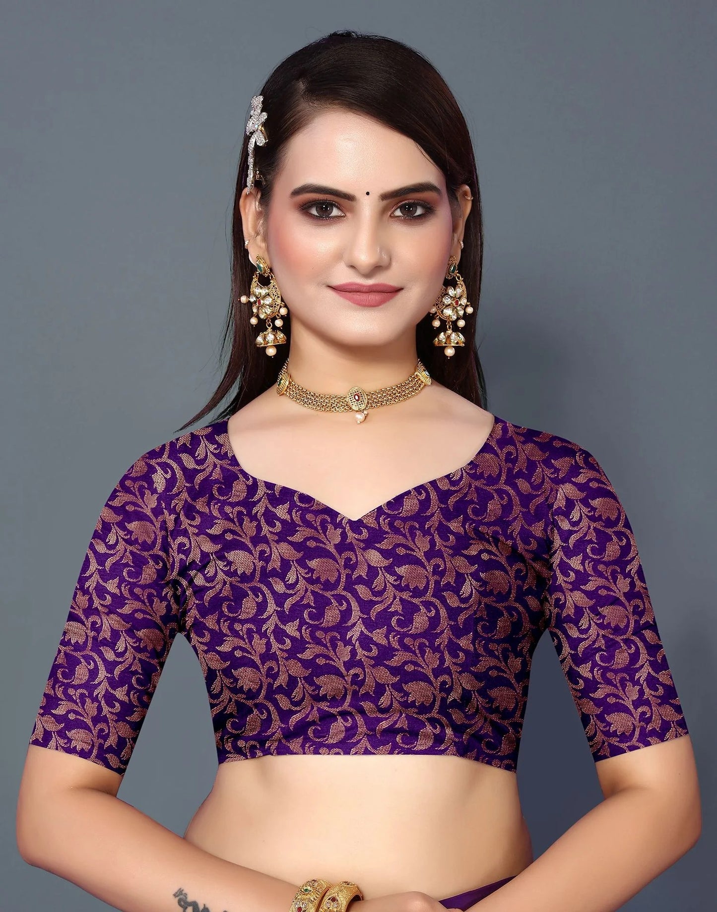Mint Aura Silk Saree with Royal Purple Heritage Zari Border