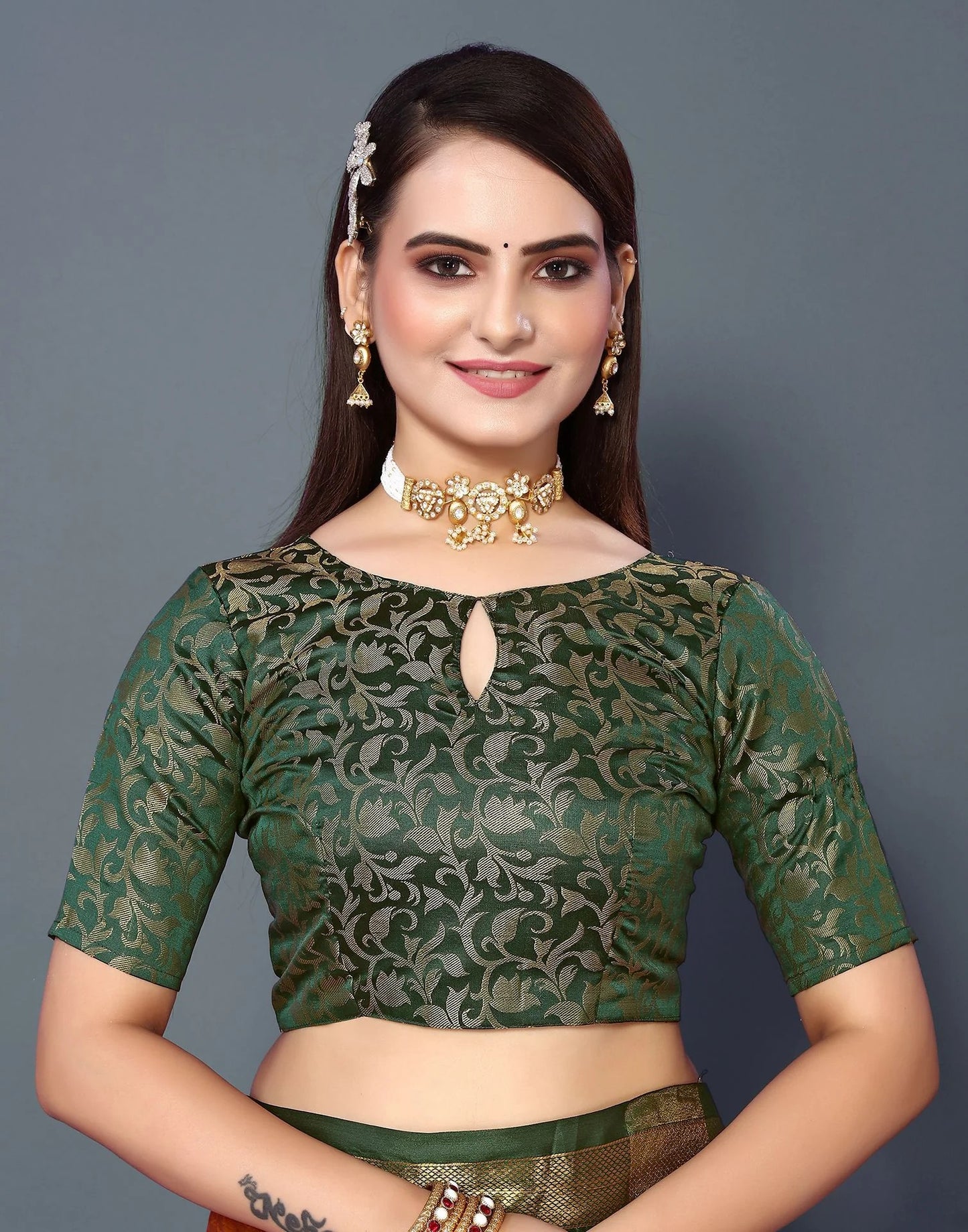 Golden Radiance Silk Saree with Emerald Heritage Zari Border