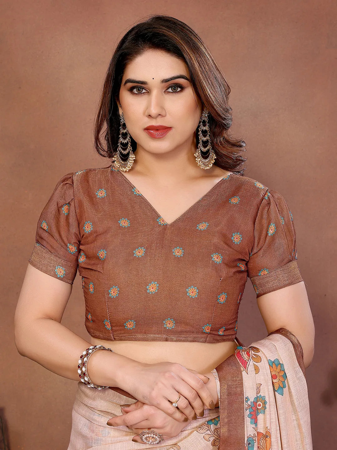 Pastel Floral Bird Erode Cotton Saree with Kalamkari Inspired Heritage Print