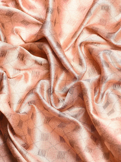 Peach Pink Banarasi Silk Saree with Deep Rani Pink Zari Border & Rich Woven Pallu