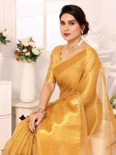 Royal Gold Kota Silk Saree with Rich Woven Zari Border