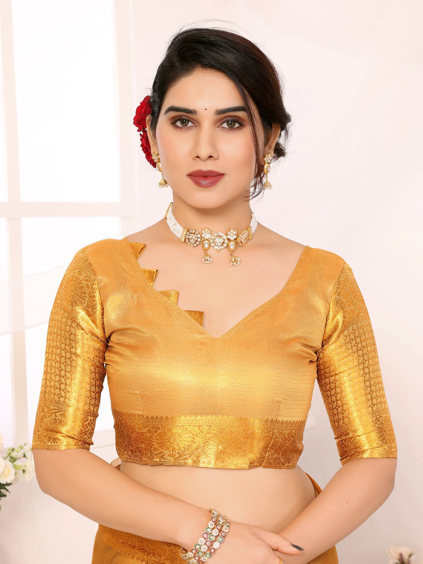 Royal Gold Kota Silk Saree with Rich Woven Zari Border
