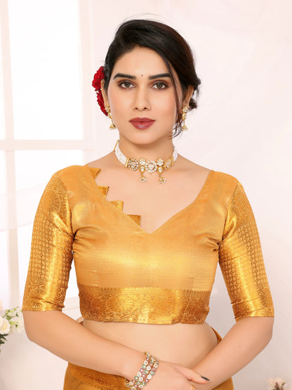 Royal Gold Kota Silk Saree with Rich Woven Zari Border