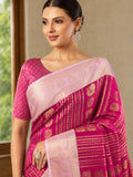 Rani Pink Paithani Silk Saree with Peacock Motifs & Gold Zari Weaving