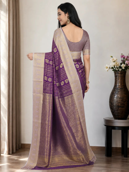 Royal Wine Purple Paithani Silk Saree with Peacock Motifs & Silver Zari Border
