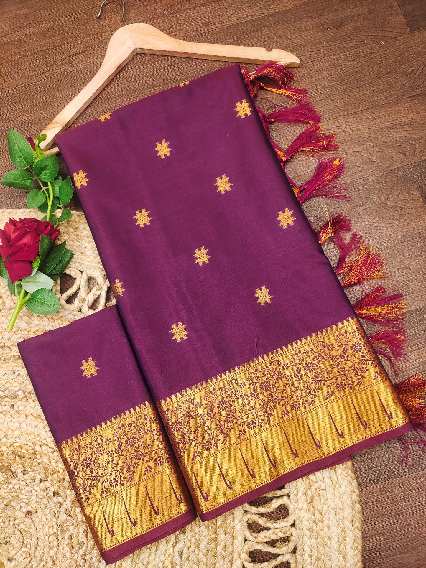 Rajeshwari Royal Purple Paithani Silk Saree with Antique Gold Zari Border